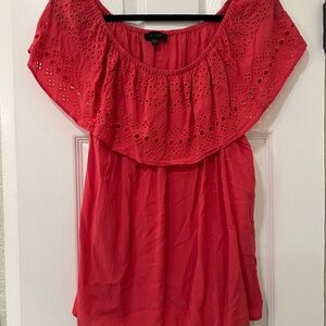 Sanctuary - Pink top off the shoulder blouse with eyelet embellishment